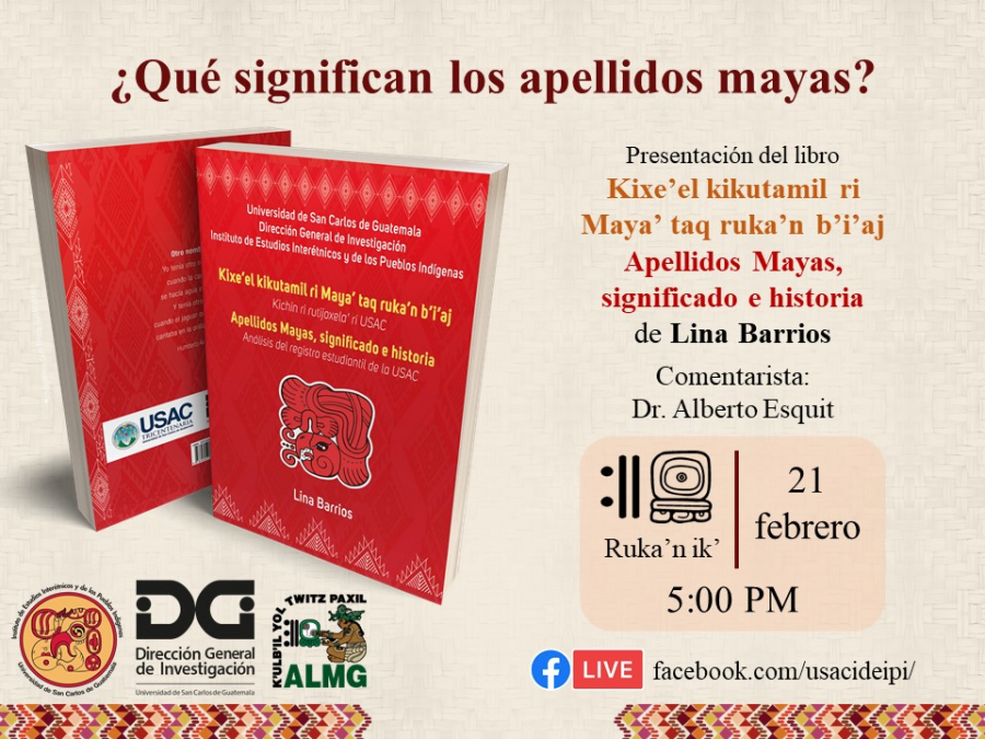Hoy se presenta el libro: Apellidos Mayas, significado e historia.